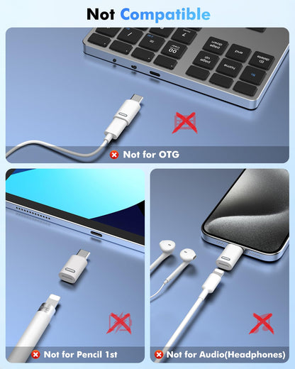 MoKo Lightning Female to USB C Male Adapter for iPhone 17 Air 16 15 Pro Max Plus, Galaxy, iPad - Not for Earphone/USB Stick/iPencil, 2 Pack USB-C to Lightning Adapter ONLY for Charging/Data Transfer