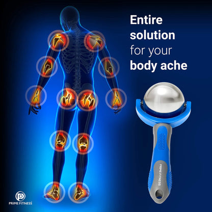 PRIME Fitness Cold Massage Roller Ball | Cold Therapy | Ice Roller Ball with Handle | cryo Stick | Relieve Muscle Pain (Blue)