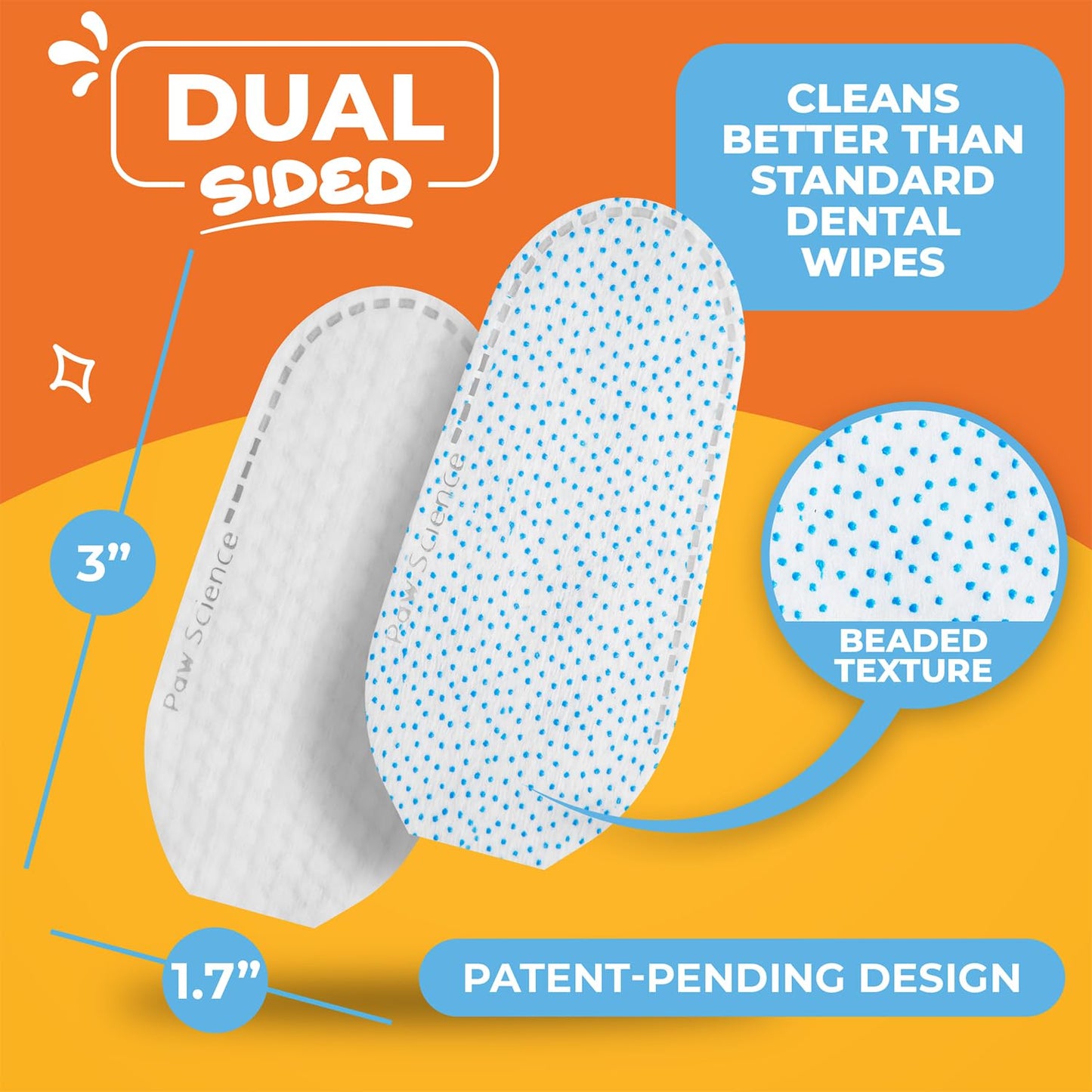 Paw Science Dog & Cat Teeth Cleaning Wipes - Dental Finger Wipes for Cats & Dogs - Pet Toothbrush & Tooth Brushing Kit - Effective Teeth Cleaner (Unscented)