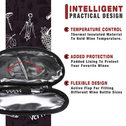 ALLCAMP 2 Bottle Wine Tote Carrier - Insulated Portable Padded Canvas Wine Bag for Travel, BYOB Restaurant, Wine Tasting, Party, Great Christmas Day Gift for Wine Lover，Blue