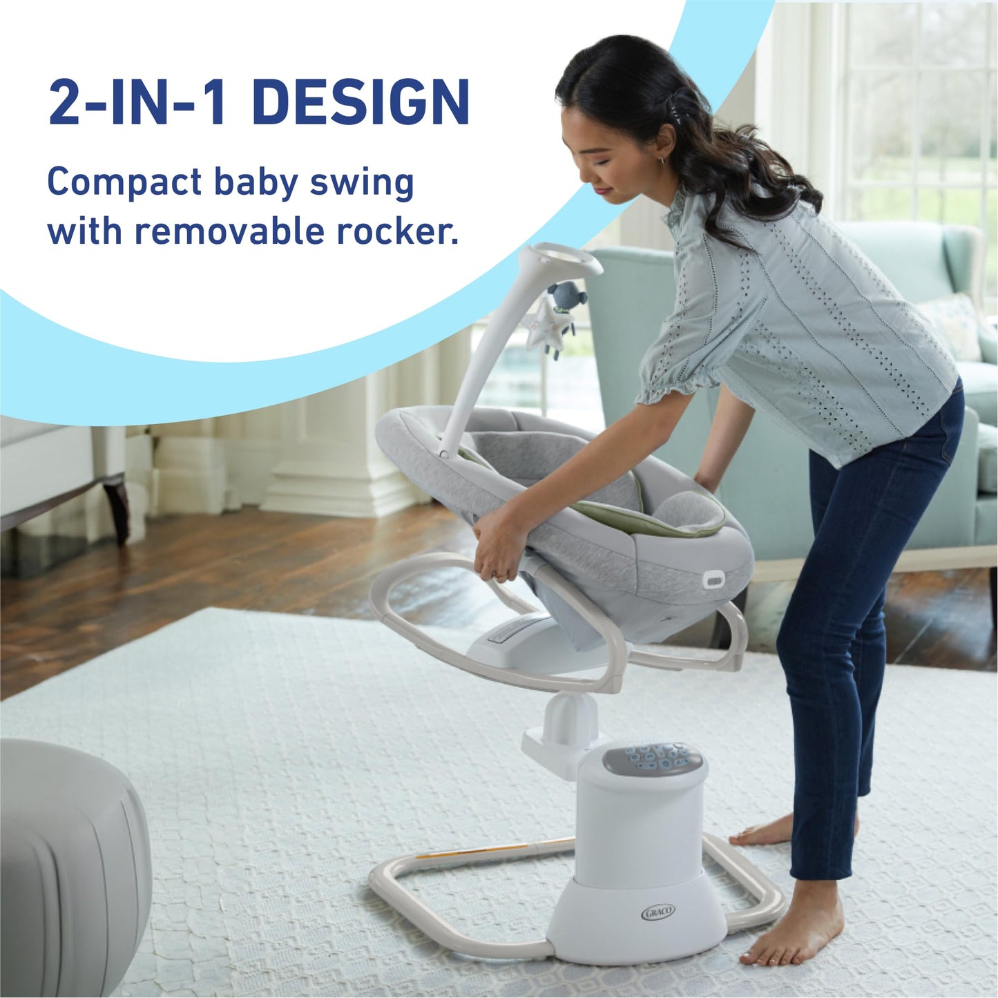 Graco Soothe My Way with Removable Rocker, Madden - Versatile Baby Swing & Portable Rocker