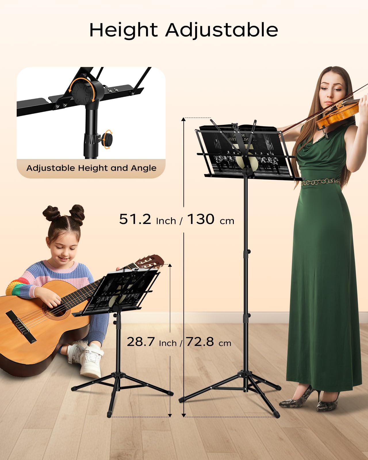 K KASONIC Music Stand, 2 in 1 Dual-Use Folding Sheet Music Stand & Desktop Book Stand, Portable Lightweight with Music Sheet Clip Holder Carrying Bag