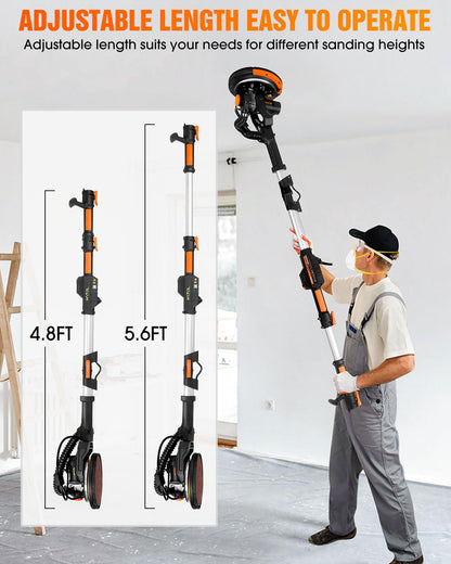MYTOL Electric Drywall Sander with Vacuum Dust Collection, Variable Speed, LED Light, Foldable Handle, Sanding Discs & Grids