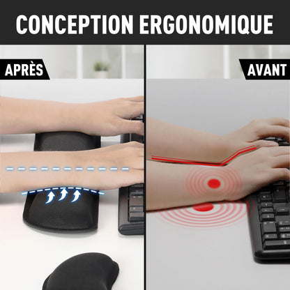 Gimars Upgrade Enlarge Silky and Superfine Fabric Gel Memory Foam Keyboard Wrist Rest Set, Ergonomic Keyboard Mouse Wrist Support for Typing Pain Relief, Comfort for Office, Gaming, Computer, Black