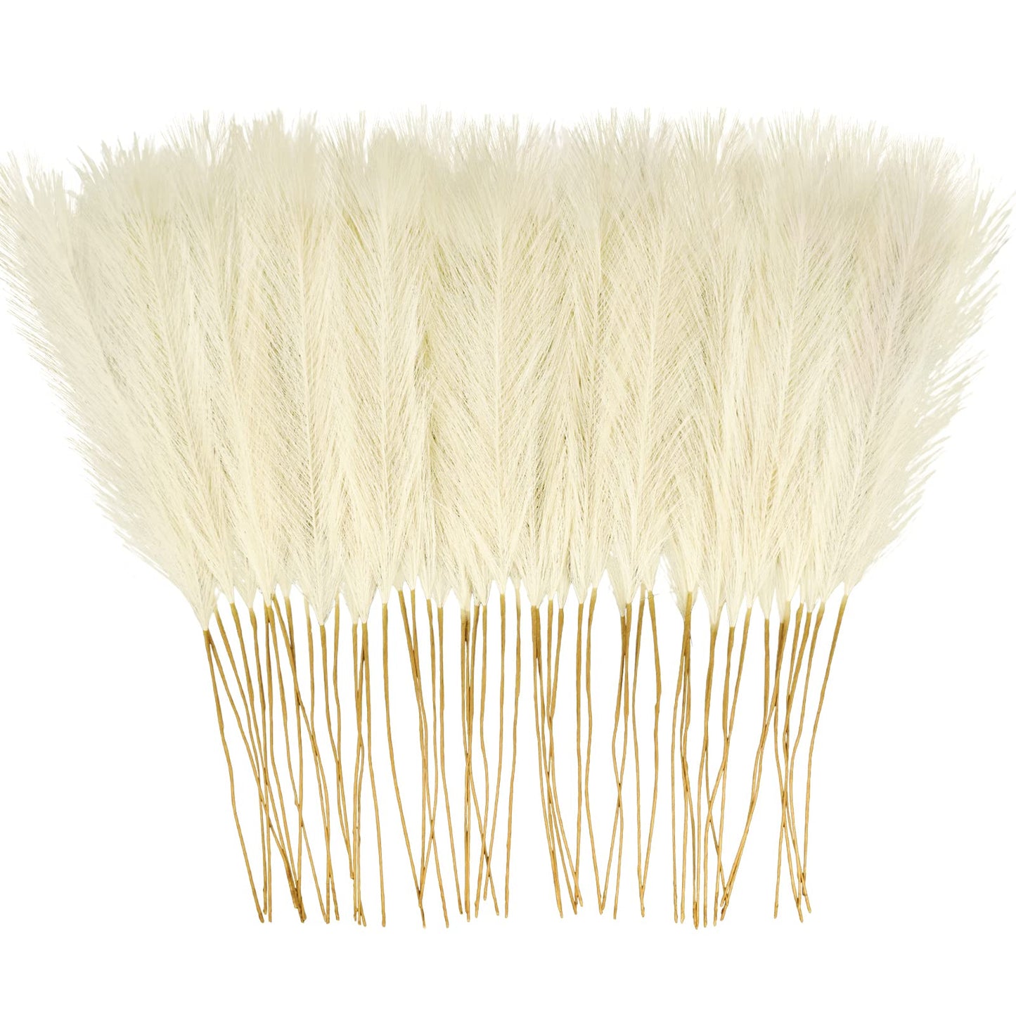 obbsie 50PCS Faux Pampas Grass, 21.6" Short Artificial Pompous Grass Floral Fake Pompas Grass Branches Vase Filler Flower Arrangement for Home Wedding Boho Decor, Beige