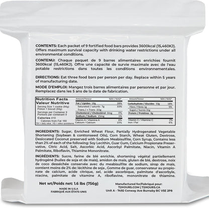 72HRS Food Ration Bar Emergency Rations (1 PACK), 3600 Calories for 72 Hours, 5 Year Shelf Life Emergency Kit for Bug Out Bag Backpack for Survival Kits Supplies and Emergency Food Supply
