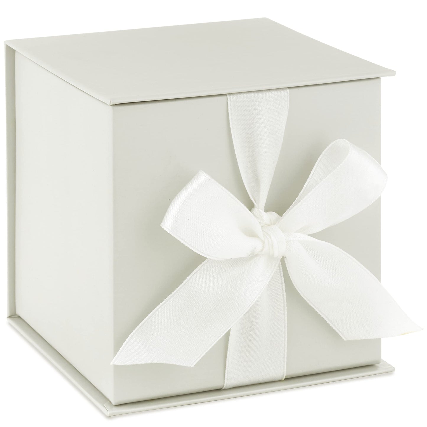 Hallmark Small Gift Box with Bow and Shredded Paper Fill (Grey White 4 inch Gift Box) for Weddings, Bridal Showers, Graduations, Birthdays, Bridesmaids Gifts, All Occasion