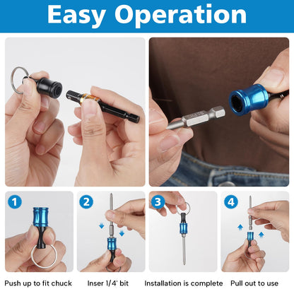 12PCS Bit Holders 1/4 Socket, Hex Shank Screwdriver Bit Holder for Impact Driver Drill Bit Keychain Extension Bar Quick Release Easy Change, Screwdriver Bit Holders for Tools & Home Improvement Gift