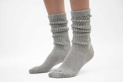 HUE Women's Slouch Socks 3 Pair Pack, White/Light Charcoal Heather/Black, One Size