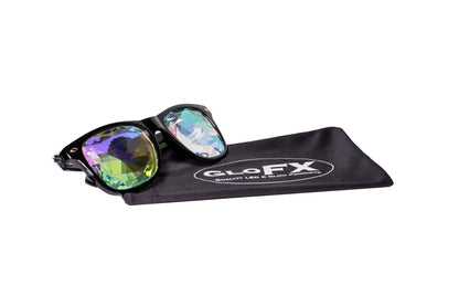 GloFX Ultimate Kaleidoscope Glasses - Black - Rainbow Edm Rave Light Diffraction Music Festival Eyewear (Black)