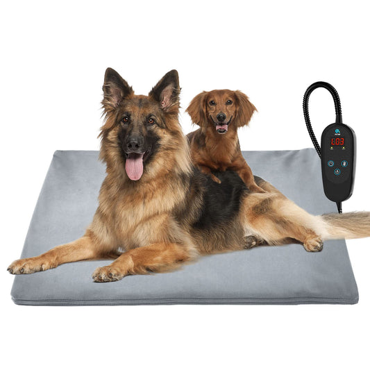 PETNF Pet Heating Pad Temperature Adjustment Anti-bite Puppy Heating with Timer Cat Dog Pad Indoor Waterproof Pet Warming Electric Heated Bed Mat for Small/Medium/Large Dog