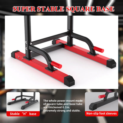 Power Tower Dip Station, Pull Up Bar Station & Multi-Function Gym Equipment For Home Strength Training Adujustable Height Up to 85.5",Load 350LBS