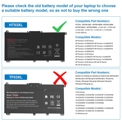 HT03XL L11119-855 Laptop Battery for HP Pavilion 15-DA 15-DB 15-DW 15-DY 14-CE 14-CF 14-DF 17-by 17-CA Series, 14M-DH0003DX 14M-DH1003DX 15T-DA000 15T-CS200 LPD1071 15-DB0004DX 15-CW1XXX 15T-CS300