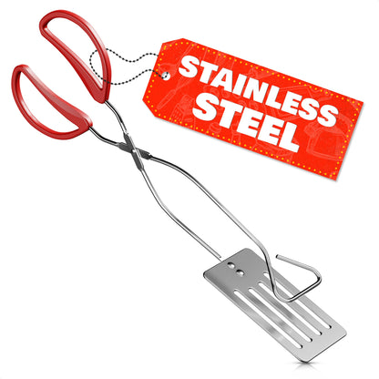 14.3" Long Grill Tongs for Outdoor Grill – 2-in-1 BBQ Spatula Tongs for Flipping Meat, Fish, & Veggies, Multifunctional Grilling Spatula for Easy Gripping & Flipping – Ergonomic Hamburger Flipper Tool