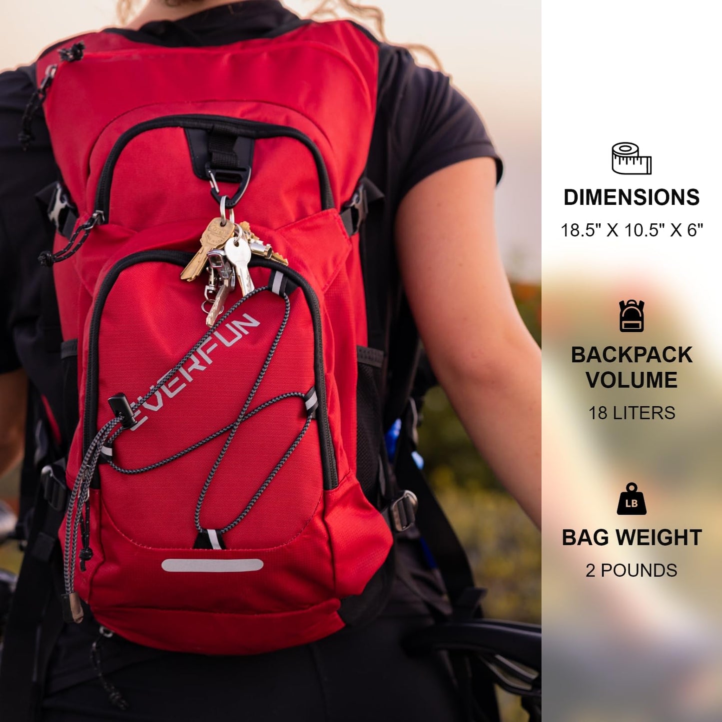 EVERFUN Hydration Backpack 18L Hiking Water Backpack with 3L Water Bladder, Women Men Hydration Pack Insulated Daypack Lightweight Hydropack with Rain Cover for Hiking, Cycling, Running, Festivals