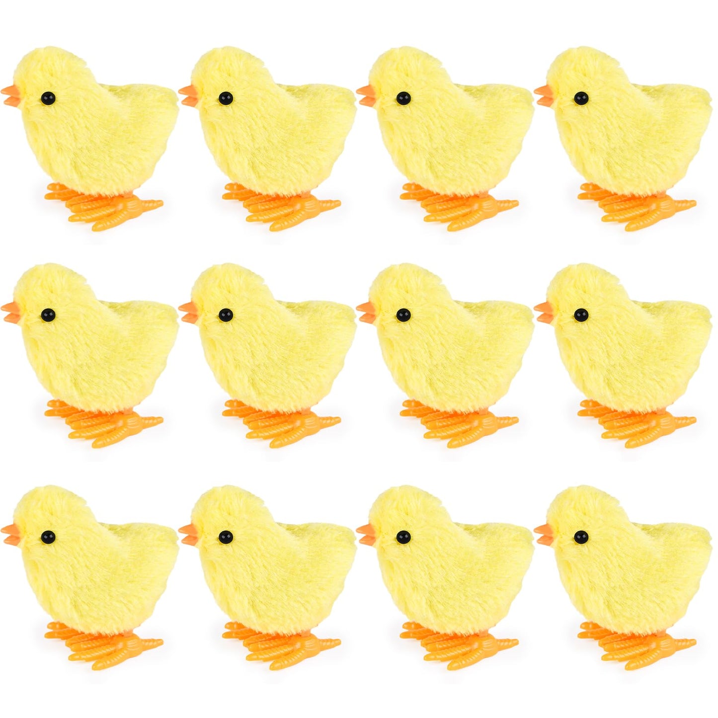 3 otters 12PCS Wind Up Toys, Wind-Up Jumping Cute Chicken Plush Chicks Toy for Kids Goodie Bags Treasure Chest Party Favors Gifts