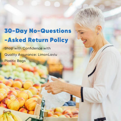 LimonLaviu Plastic Bags with Handles - 310 Count, 25 Mic/1 Mil Strong White T Shirt Bags for Small Business, Restaurants - 11.5'x 6.5" x 21'