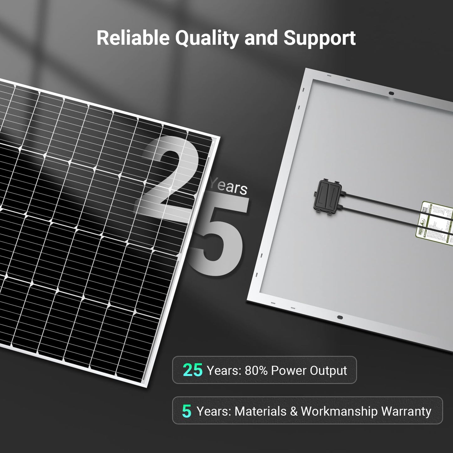 HQST 200 Watt Solar Panel, 9BB Monocrystalline Solar Panels with 25% Efficiency, Grade A+ Cells, IP65 Rating for RV, Camper Van, Trailer, Marine, Home Rooftop, Off Grid