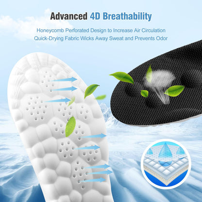 4D Cloud-Like Comfort Soles for Men - Soft Memory Foam Cushioning Insoles - Trim to Fit Steppers Insoles with Arch Support for Foot Pain Relief and Fatigue Reduction(US M 7.5-10.5)