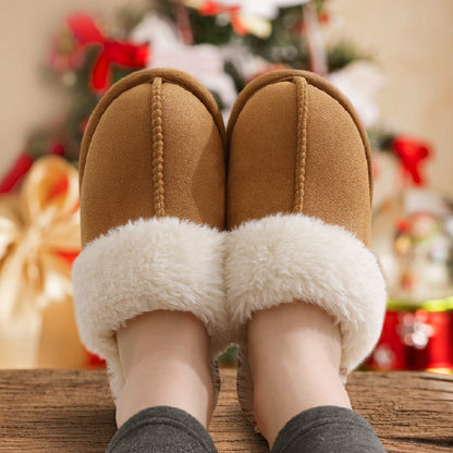 Litfun Women's Fuzzy Memory Foam Slippers Fluffy Winter House Shoes Indoor and Outdoor, Chestnut 5.5