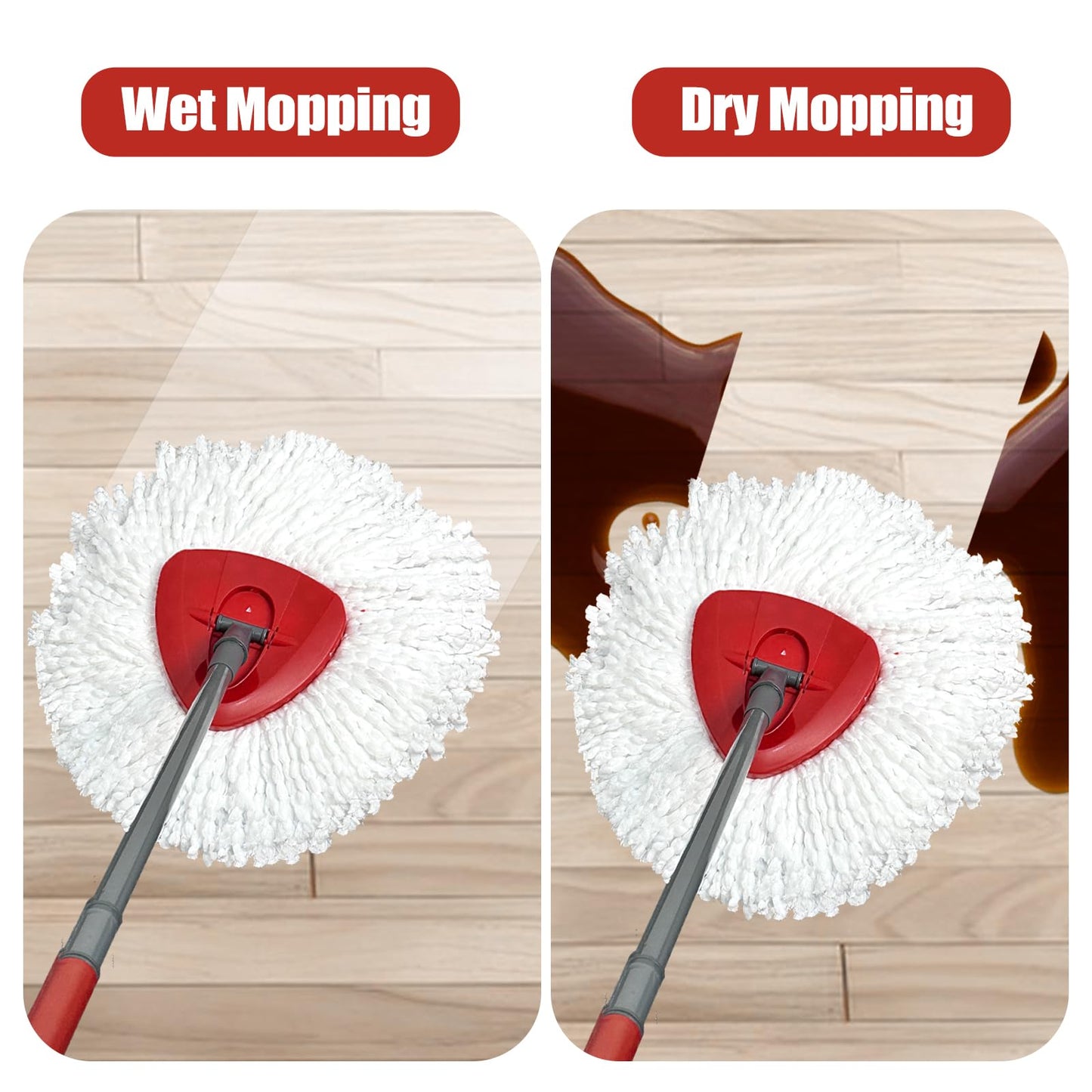 Mop Head Replacement, 3 Pack Spin Mop Refill Replace Head Compatible O Cedar Easywring 1-Tank System, Great Cleaning Power, Microfiber, Helper Housework, Machine Washable Easy-to-Replace, White