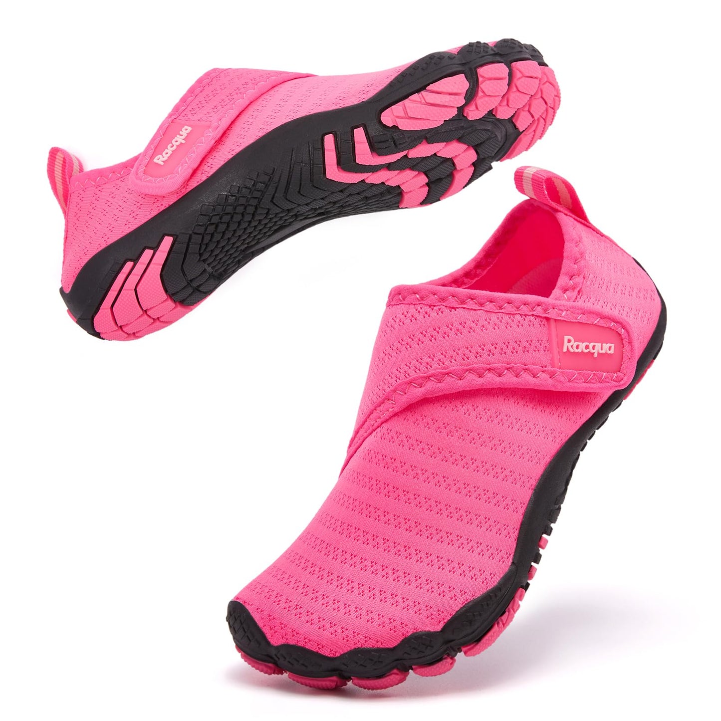 Racqua Girls Water Shoes - Quick Dry Barefoot Swim Aqua Lightweight Beach Boating Surfing Water Parks Outdoor Sport - Little Kid Rose 13