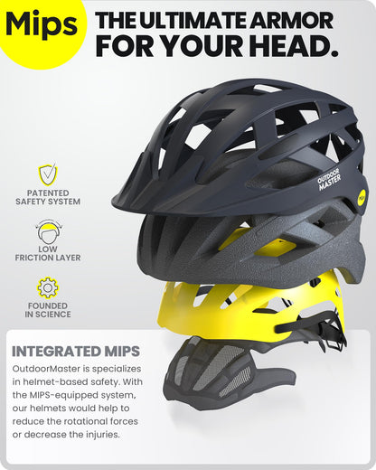 OutdoorMaster MIPS Adult Recreational Cycling Helmet - Carbon Black,M