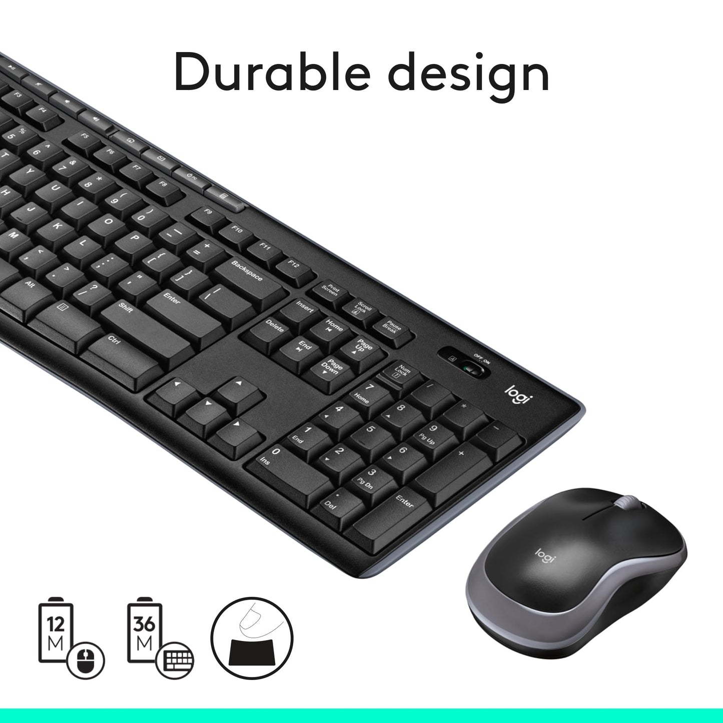 Logitech MK270 Wireless Keyboard and Mouse Combo for Windows, 2.4 GHz, 8 Multimedia Keys, PC, Laptop, Wireless Keyboard Compact Mouse Combo - Black