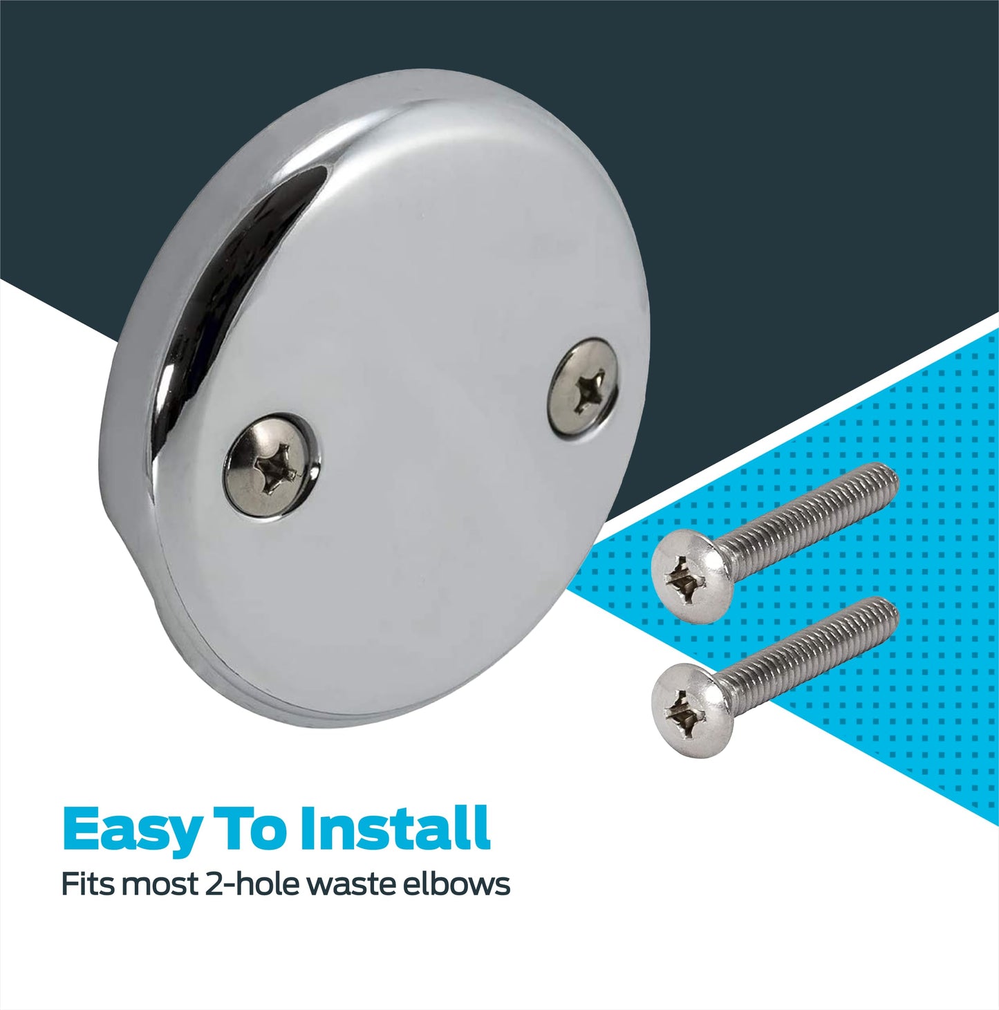 EZ-FLO Two-Hole Bathtub Overflow Face Plate with Brass Screws, Chrome, 35245