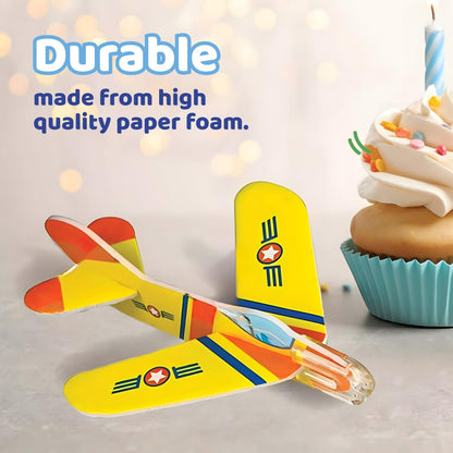 Neliblu Bulk Pack of 72 Carnival Prizes and Foam Airplanes for Kids - Party Pack Individually Wrapped Flying Paper Planes - Assorted Designs - Foam Airplanes for Kids Party and Pinata Filler