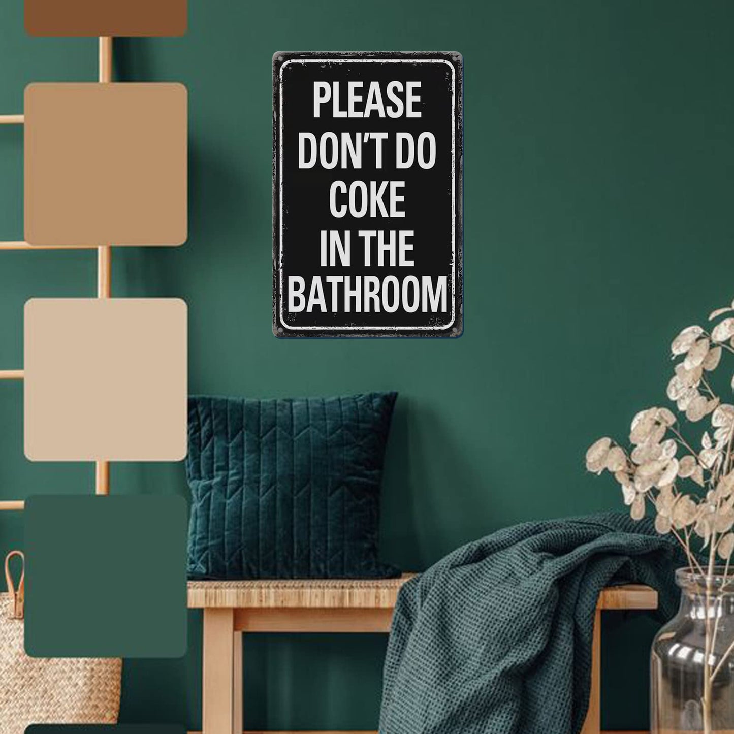 Please Don'T Do Coke In The Bathroom Sign Funny Room Decor For Men Cool Tapestry For College Dorm Metal Tin Signs Man Cave Decor Toilet Sign Black 12 X 8 Inch