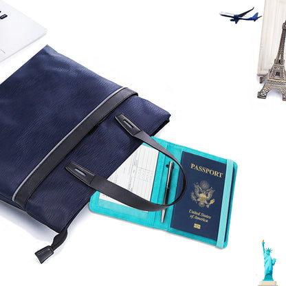 GDTK Leather Passport Holder Cover Case RFID Blocking Travel Wallet (Sky Blue)