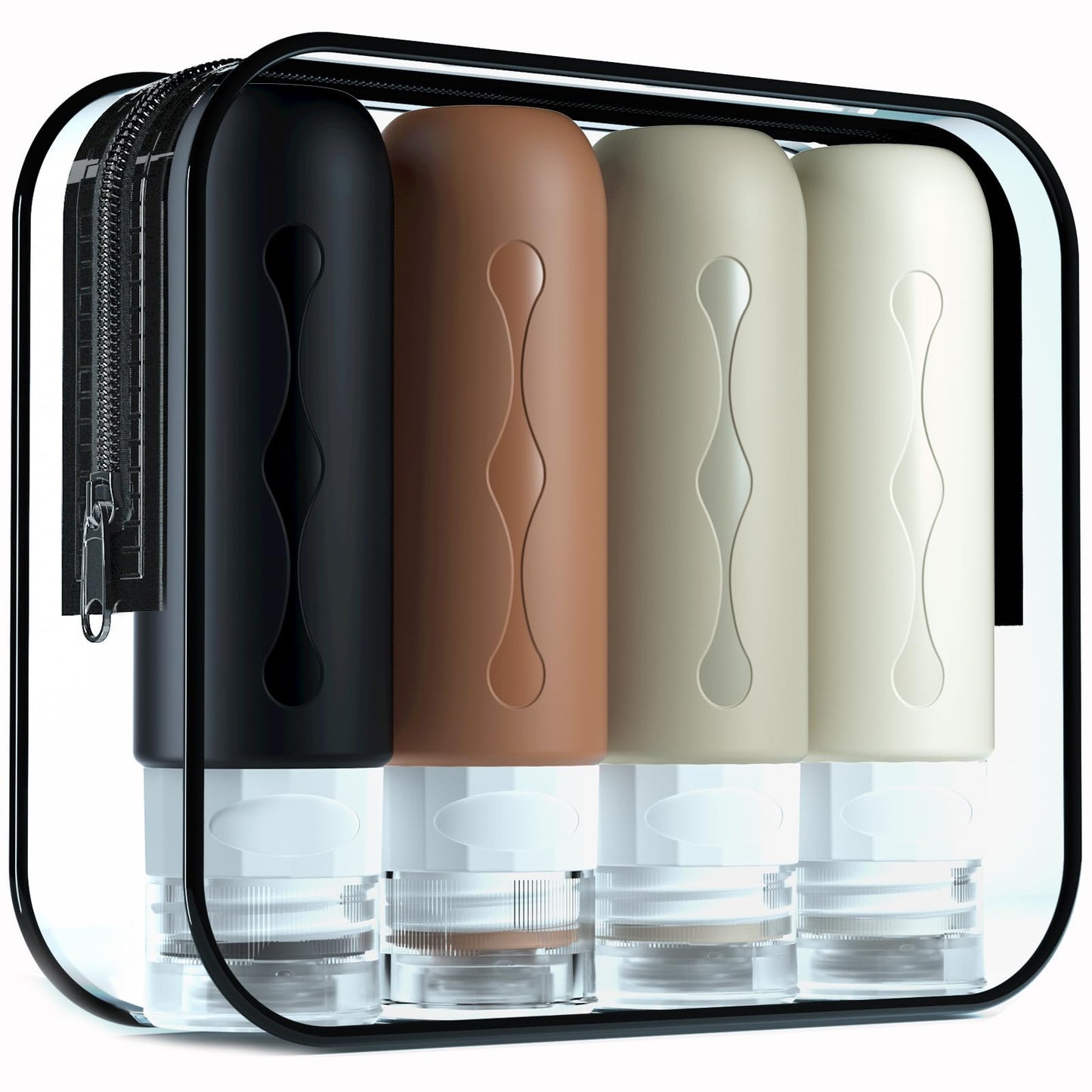 Gemice Travel Bottles for Toiletries, Tsa Approved Travel 3oz Size Containers with Clear Bag, BPA Free Leak Proof Travel Tubs Refillable Liquid Travel Accessories for Cometic Shampoo Lotion (4 Pack)