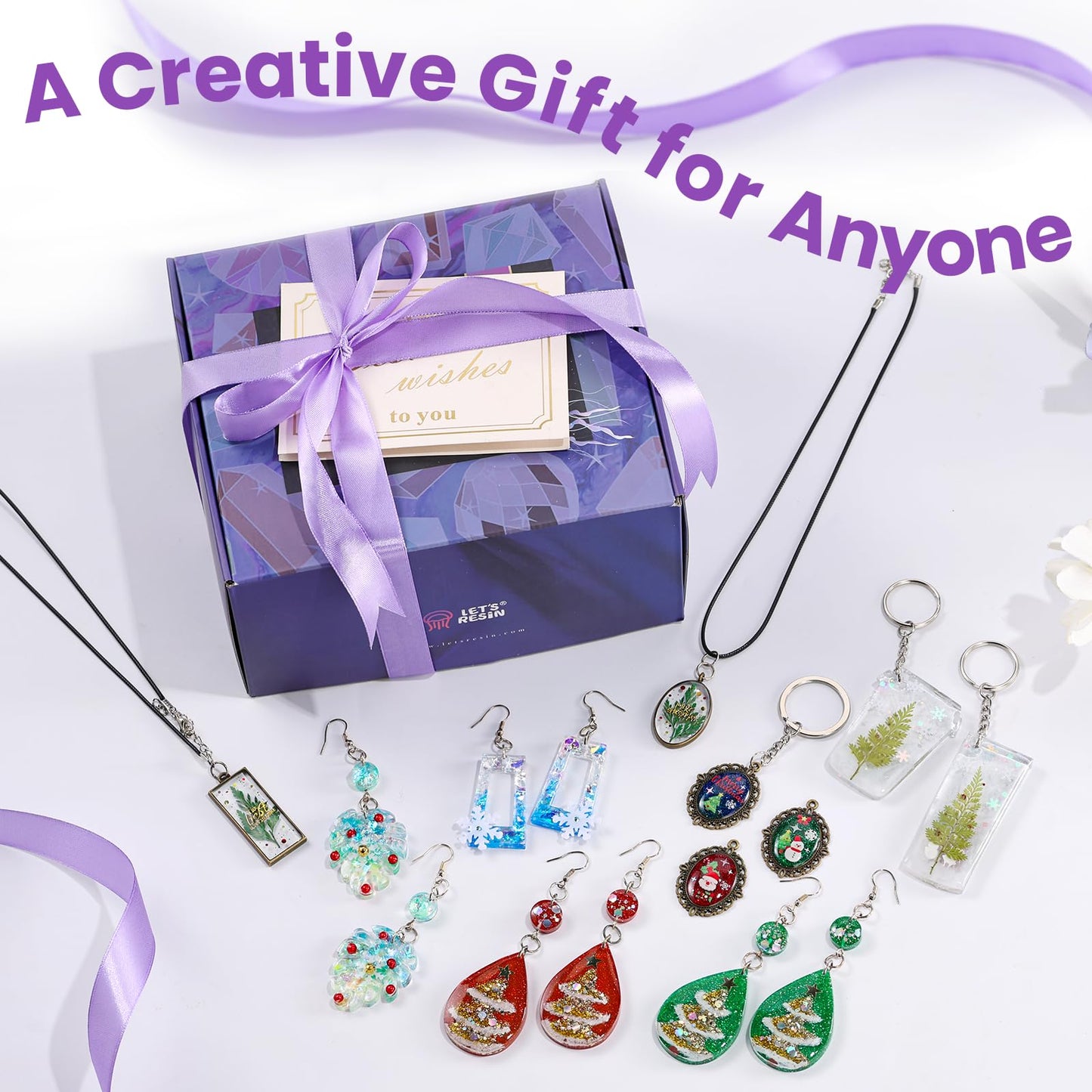 LET'S RESIN Jewelry Making Kit - 153Pcs Highly Clear Resin with Upgraded UV Lamp, Resin Accessories for Keychains, Jewelry