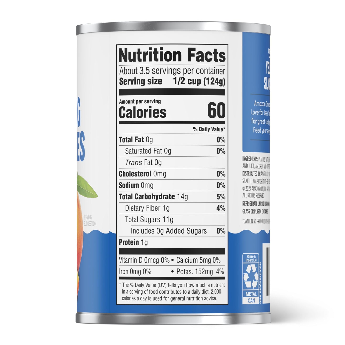 Amazon Grocery, Yellow Cling Sliced Peaches, 15 Oz (Previously Amazon Fresh, Packaging May Vary)