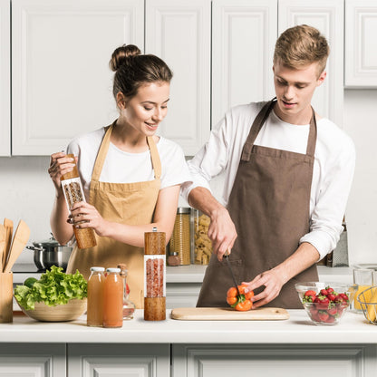 Premium Acrylic Salt and Pepper Grinder Set, Manual Salt and Pepper Mills- Wooden Shakers with Adjustable Ceramic Core-Salt Grinder and Pepper Mill -8 Inches-Pack of 2