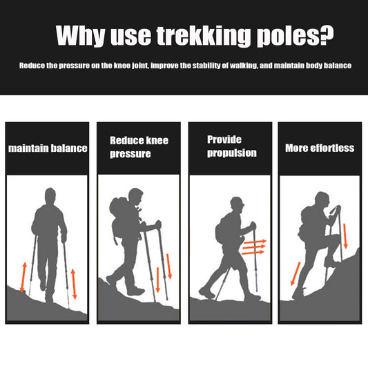 Aihoye Trekking Poles Shock Absorbing Adjustable Hiking or Walking Sticks for Hiking Collapsible Strong, 2-pc Pack Lightweight Walking Pole, All Terrain Accessories and Carry Bag (Blue)