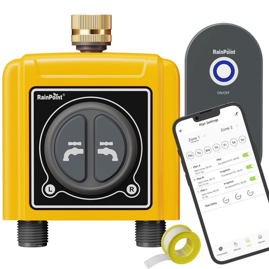 RAINPOINT WiFi Hose Timer, Smart Water Timer for Garden, Drip Irrigation Controller System with Wi-Fi Hub Automatic Manual Watering, Alexa APP Voice Control