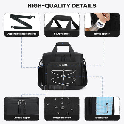 RealCool Soft Cooler Bag 35/45Can, Collapsible Cooler Insulated Leak Proof, Large Lunch Box for Men Women, Soft-Sided Cooler for Picnic, Grocery, Beach, Camping, Travel