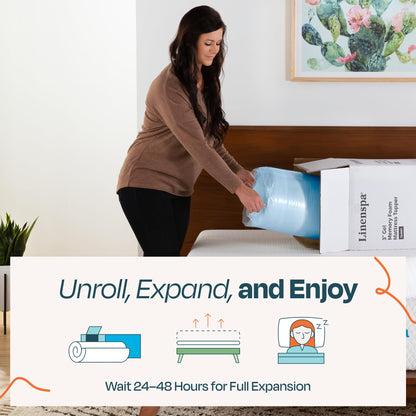 LINENSPA Memory Foam Mattress Topper - 2 Inch Gel Infused Memory Foam - Plush Feel - Cooling and Pressure Relieving - CertiPUR Certified - Dorm Room Essentials - Twin Size