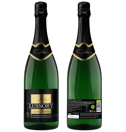 Lussory Premium Sparkling Brut Dealcoholized 0.0% Non Alcoholic Wine Bubbly From Spain, Low Calories, Low Sugar, Halal (750ml, 1 Bottle)