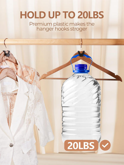 HOUSE DAY Space Saving Hanger Hooks 60 Pack, Black Clothes Hanger Connector Hooks, Heavy Duty Hanger Hooks Space Saver, Premium College Dorm Room Essentials, Good Closet Organizers and Storage