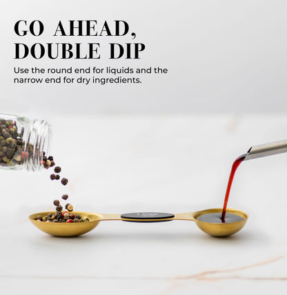 Magnetic Measuring Spoons Set – Stainless Steel Gold Measuring Spoons for Cooking and Baking – Cute and Durable Gold Kitchen Accessories - Great for Gifting