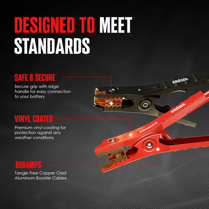 K KRIËGER Jumper Cables for Car Battery, Heavy Duty Automotive Booster Cables for Jump Starting Dead or Weak Batteries with Carrying Bag Included (16-Feet (6-Gauge)