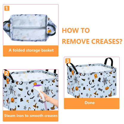 MAIZMZ Halloween Storage Basket Pumpkin Ghost Gift Basket for Kids Foldable Toy Box Waterproof Organizer Bin Laundry Nursery Hamper for Home Office Dorm Closet Shelf