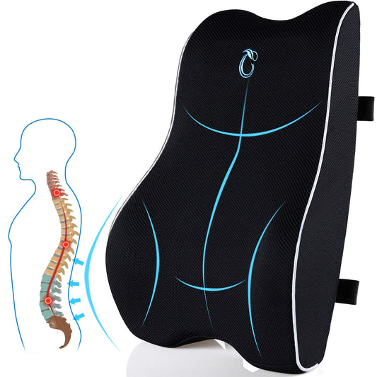 Lumbar Support Pillow for Office Chair & Car, Ergonomic Back Support Memory Foam Back Cushion with 3D Washable Cover, Relieves Back Pain for Driving, Gaming, Truck, Recliner
