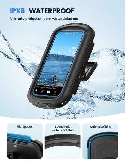 Lamicall Shower Phone Case Holder Waterproof - Clear Sound with Speaker Hole, Shower Bathroom Bathtub Accessories, IPX6 Waterproof Wall Mount for iPhone 16 Pro Max, S25 Ultra, 4-7" Big Phones