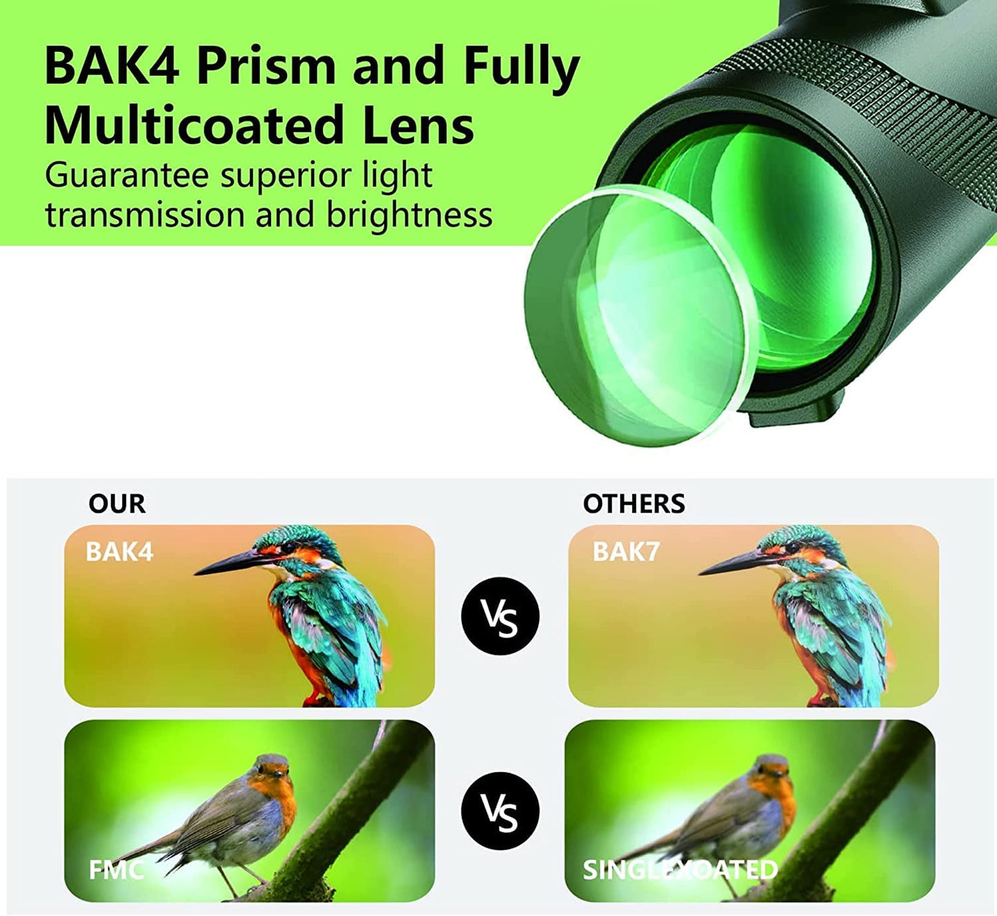 Monocular-Telescope 80x100 High Definition for Adults High Powered with Smartphone Adapter Telescope Hunting Wildlife Bird Watching Travel Camping Hiking-Green-1