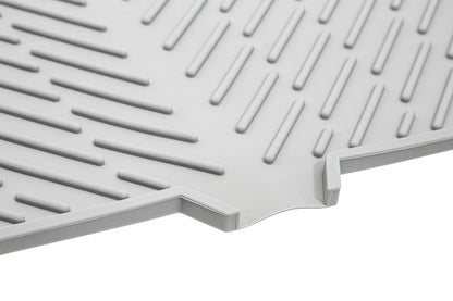 Luxet Silicone Dish Drying Mat with Built-in Drain Lip - Hygienic Drying Pad - Sturdy Compact Easy to Clean Tray Protects Surfaces Prevents Water Build Up - 23 X 17 (Grey)