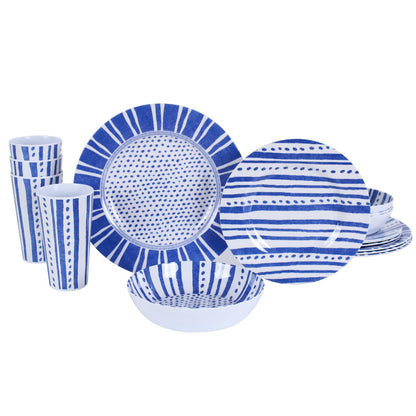 Melamine Dinnerware Set for 4-16 Pcs:Camping Dishes Set with Dinner Plates,Salad Plates,Cups and Bowls.Lightweight and Unbreakable.Indoor and Outdoor Use. flower 10